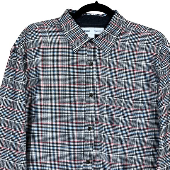 Old Navy‎ Flannel Button Front Shirt Plaid Mens Large - Picture 3 of 8